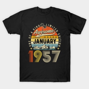 Awesome Since January 1957 Vintage 66th Birthday T-Shirt